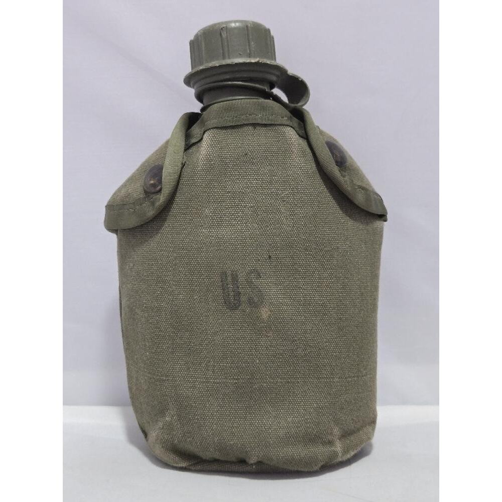 US Military 1 Quart Hard Plastic Water Canteen w/ Cover ALICE Clips OD Vintage